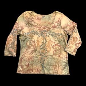 Chic Paisley Print Long Sleeve Top